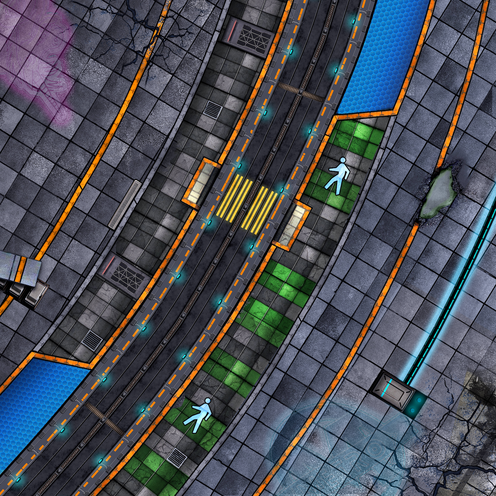 Cyberpunk Cityscape Mat